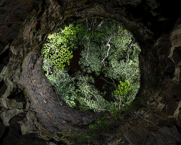  Durch uralte Schächte geht es hinab in das Innere des Lavastromes © Marc Hillesheim, Olaf Kaul