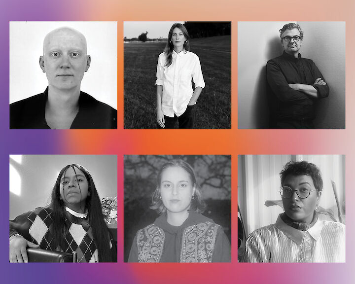 6 Schwarz-Weiß Portraits in einem Raster. Darauf sieht man die Jury-Mitglieder.  