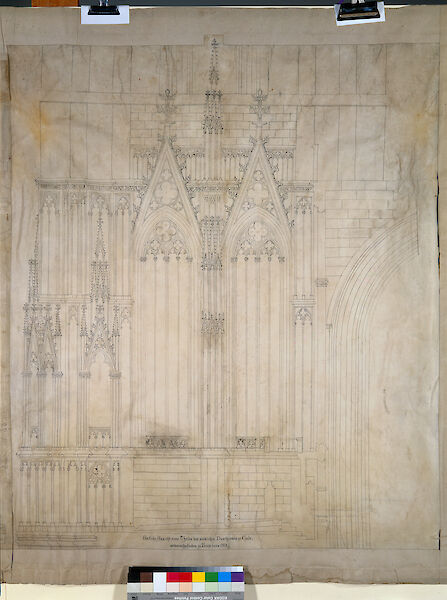 Verblasste architektonische Zeichnung des Doms.