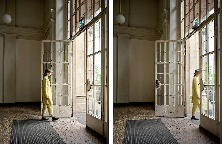 "Beuys Has Left the Building",  Walking Beuys, 2023, aus einem Diptychon à 2 x 70 x 52 cm, Pigment Print on Museo Silver Rag Paper, auf Aluminium montiert, gerahmt, Ed. 6