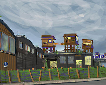  aus der Reihe VIA DEUTZ MÜLHEIMER, Digital Painting, 2024 © Eva Rusch