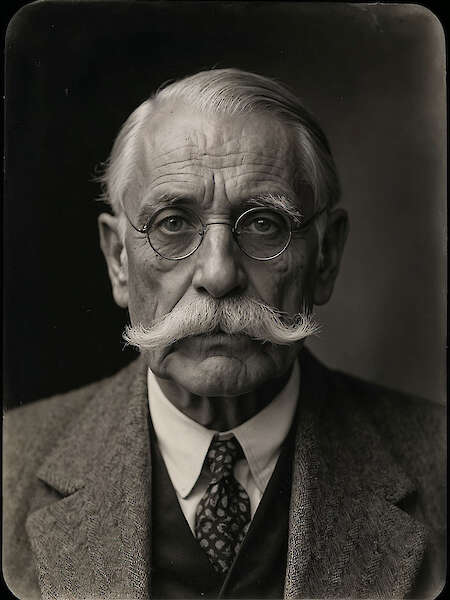 Elena Efeoglou, Karl, 2024, KI-generiertes Bild zu August Sander, Schuhmachermeister, 1925