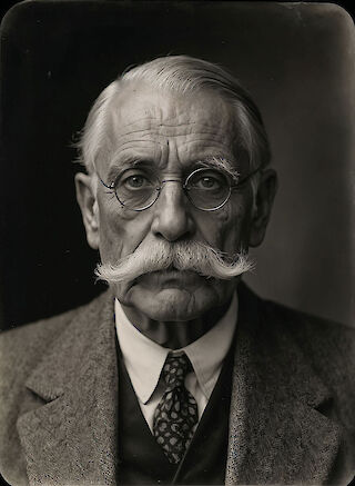 Elena Efeoglou, Karl, 2024, KI-generiertes Bild zu August Sander, Schuhmachermeister, 1925