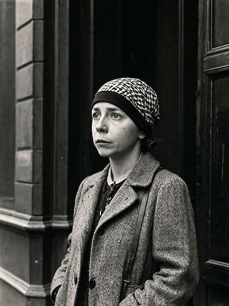 Elena Efeoglou, Marta, 2024, KI-generiertes Bild zu August Sander, Bettlerin, 1930