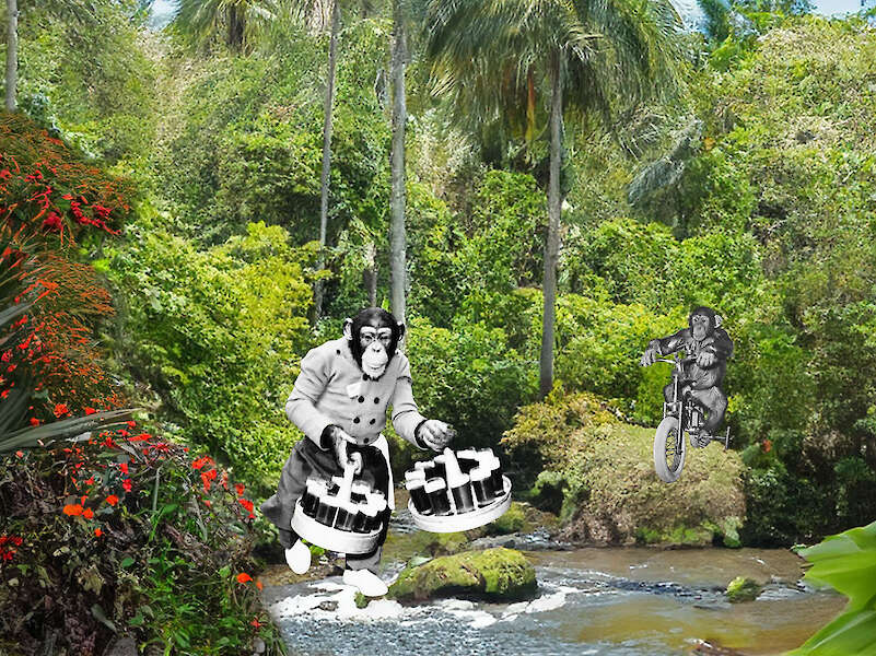 The Bright Side, 2025, Collage aus KI-generiertem Bild und Archivfotos (Detail)